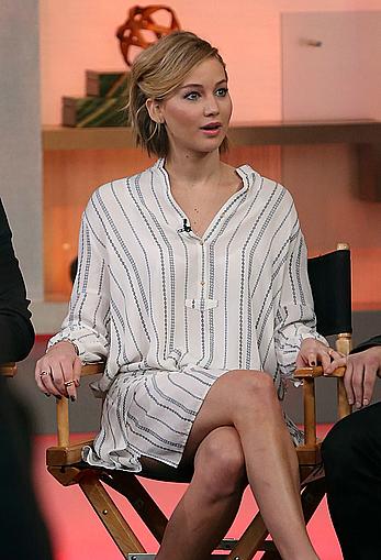 Jennifer Lawrence shows her sexy legs at Good Morning America