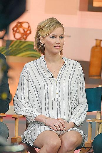 Jennifer Lawrence shows her sexy legs at Good Morning America