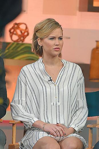 Jennifer Lawrence shows her sexy legs at Good Morning America