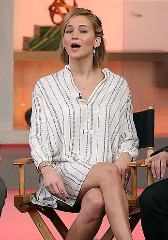 Jennifer Lawrence shows her sexy legs at Good Morning America