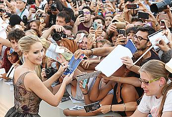 Jennifer Lawrence in see through dress at Mother premiere during the 74th Venice Film Festival