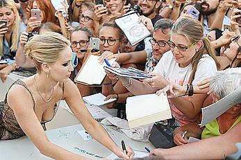 Jennifer Lawrence in see through dress at Mother premiere during the 74th Venice Film Festival