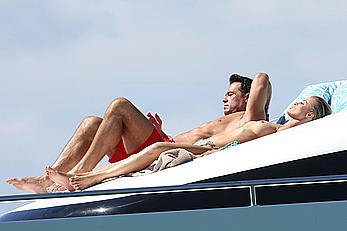 Joanna Krupa goes topless on a yacht in Miami