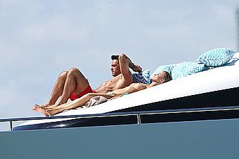 Joanna Krupa goes topless on a yacht in Miami