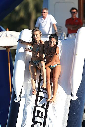 Joanna Krupa goes topless on a yacht in Miami