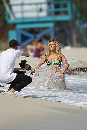 Joanna Krupa sexy in bikini on a beach