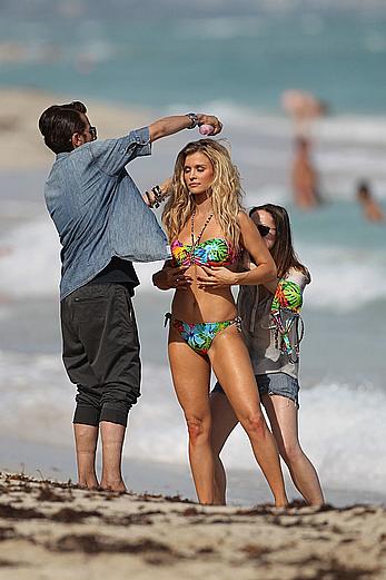 Joanna Krupa sexy in bikini on a beach