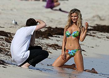 Joanna Krupa sexy in bikini on a beach