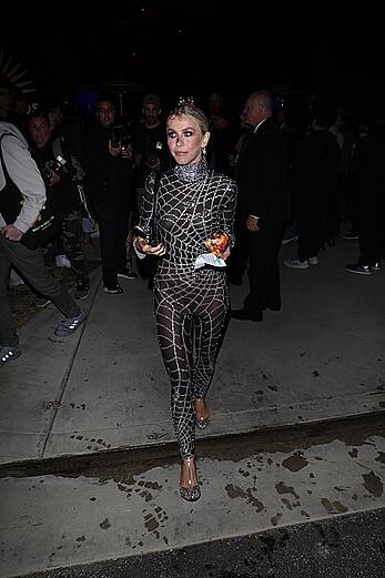 Julianne Hough in see throught dress arriving for Casamigos Halloween Party in Los Angeles