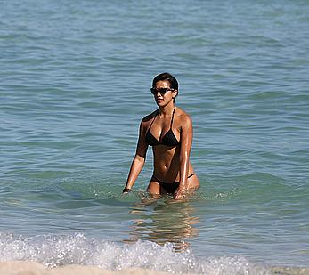 Julissa Bermudez sexy in black bikini in Miami