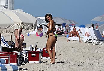 Julissa Bermudez sexy in black bikini in Miami