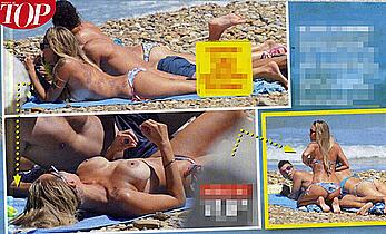 Karina Cascella topless on a beach paparazzi shots