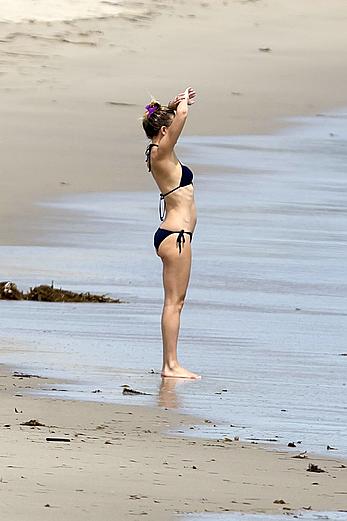 Kate Hudson wearing a bikini at a beach in Malibu