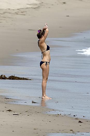 Kate Hudson wearing a bikini at a beach in Malibu