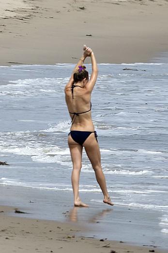 Kate Hudson wearing a bikini at a beach in Malibu