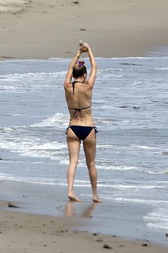 Kate Hudson wearing a bikini at a beach in Malibu