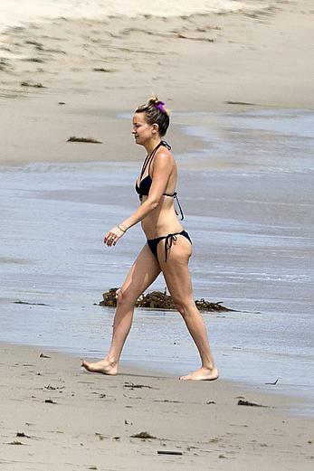 Kate Hudson wearing a bikini at a beach in Malibu