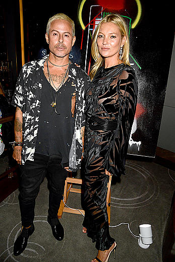 Kate Moss braless in see through dress at The Daily Front Row Fashion Media Awards