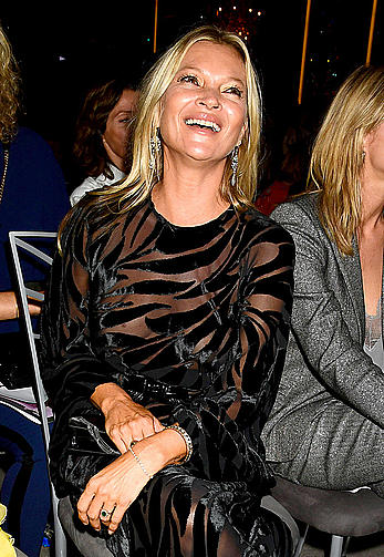 Kate Moss braless in see through dress at The Daily Front Row Fashion Media Awards