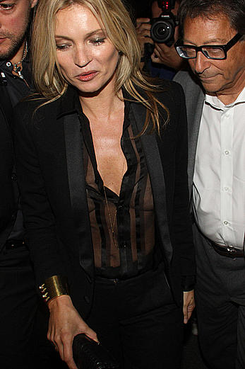 Kate Moss small nude tits under see through top