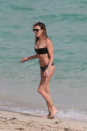 Katie Cassidy wearing black bikini in Miami