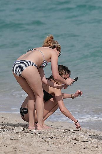 Katie Cassidy wearing black bikini in Miami