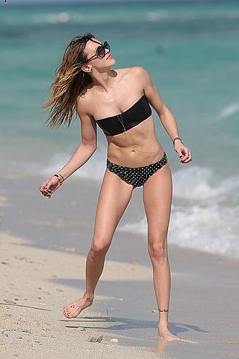 Katie Cassidy wearing black bikini in Miami