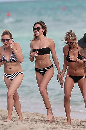 Katie Cassidy wearing black bikini in Miami