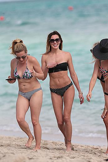 Katie Cassidy wearing black bikini in Miami