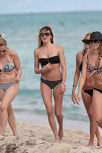 Katie Cassidy wearing black bikini in Miami