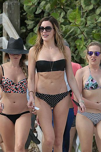 Katie Cassidy wearing black bikini in Miami