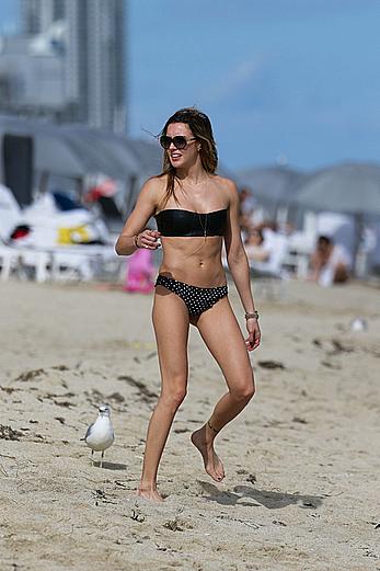 Katie Cassidy wearing black bikini in Miami