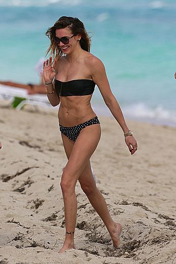 Katie Cassidy wearing black bikini in Miami