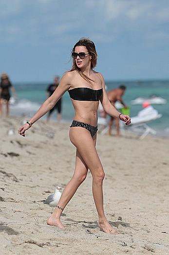 Katie Cassidy wearing black bikini in Miami