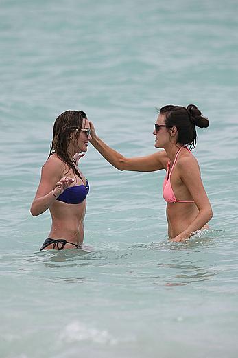 Katie Cassidy wearing a bikini at a beach in Miami