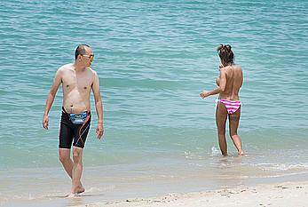 Busty Katie Price topless on a beach in Thailand