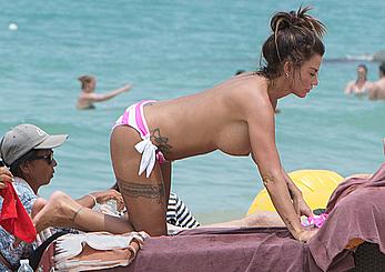 Busty Katie Price topless on a beach in Thailand