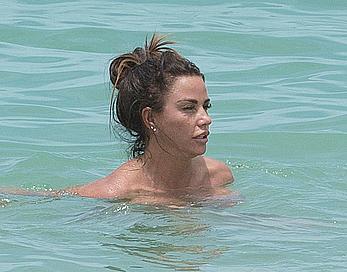 Busty Katie Price topless on a beach in Thailand