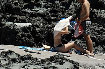 Keira Knightley changing on a beach in Pantelleria shows her small nude tits