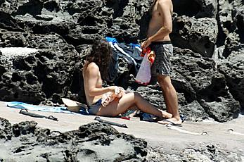 Keira Knightley changing on a beach in Pantelleria shows her small nude tits