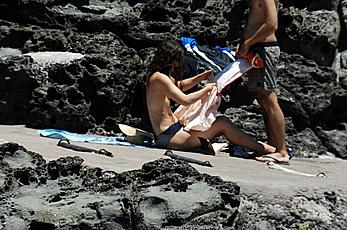 Keira Knightley changing on a beach in Pantelleria shows her small nude tits