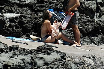 Keira Knightley changing on a beach in Pantelleria shows her small nude tits