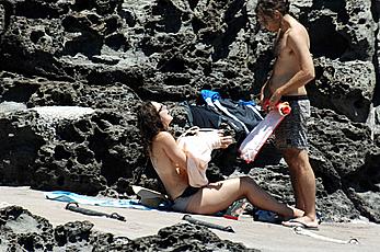 Keira Knightley changing on a beach in Pantelleria shows her small nude tits