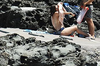 Keira Knightley changing on a beach in Pantelleria shows her small nude tits