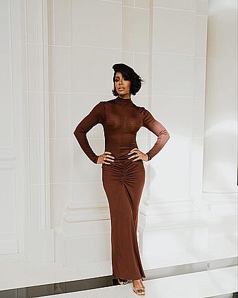 Kelly Rowland sheer nipples at Christopher Esber SS24 Fashion Show in Paris