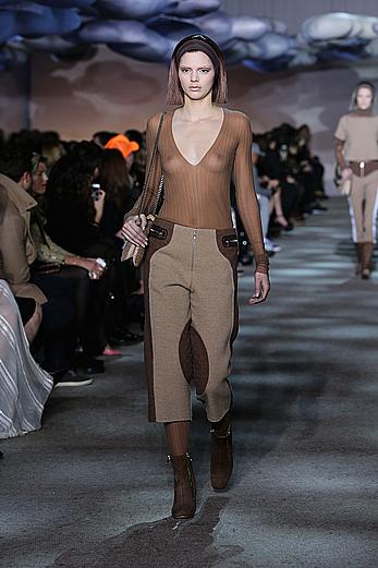 Kendall Jenner runway in see through top at fashion show