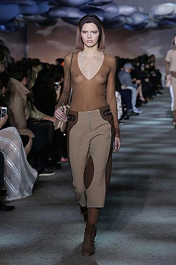 Kendall Jenner runway in see through top at fashion show