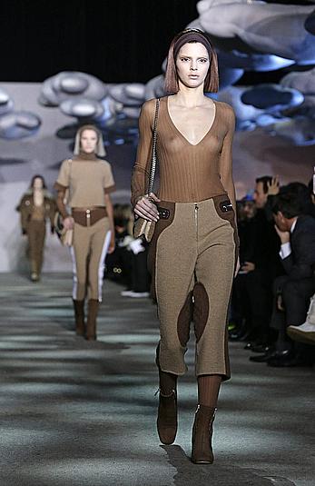 Kendall Jenner runway in see through top at fashion show