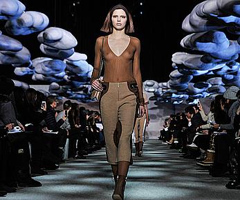 Kendall Jenner runway in see through top at fashion show