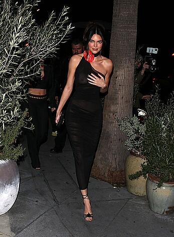 Kendall Jenner see through to tits in sheer dress at Lavo Restaurant in West Hollywood